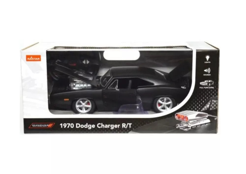 Dodge Charger R/T RC 1:16 juodas sportinis automobilis