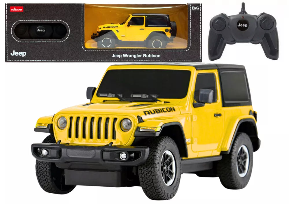 JEEP Wrangler JL Rubicon RC 1:24 – geltonas bekelės automobilis