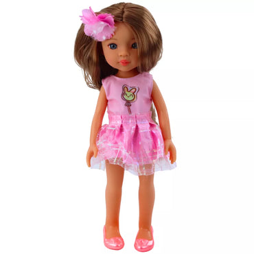 Lėlė su rožine suknele ir ilgais rudais plaukais – Pretty Girl