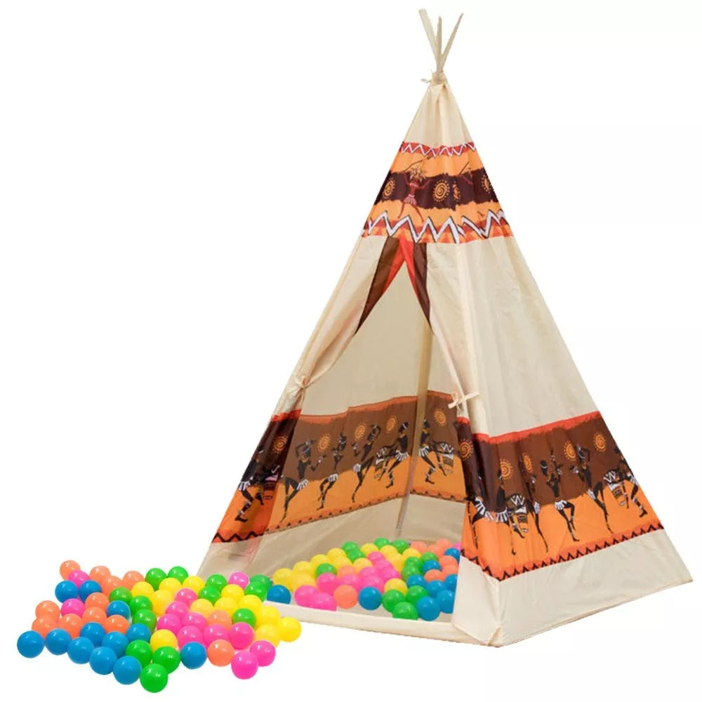 Indiško tipo TIPI palapinė su 60 kamuoliukų rinkiniu