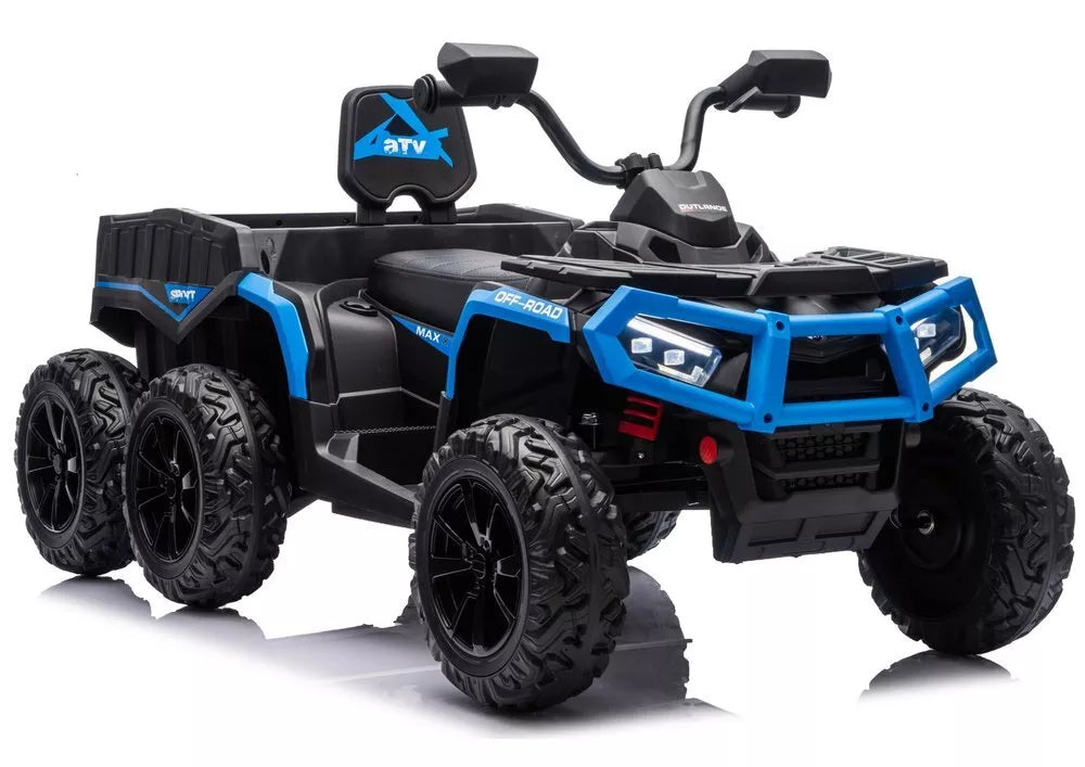 JC606 24V 4×4 vaikiškas elektrinis keturratis su priekaba, 6 ratai – mėlynas