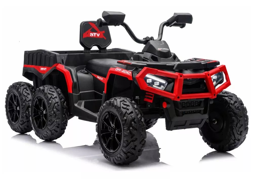JC606 24V 4×4 vaikiškas elektrinis keturratis su priekaba, 6 ratai – raudonas