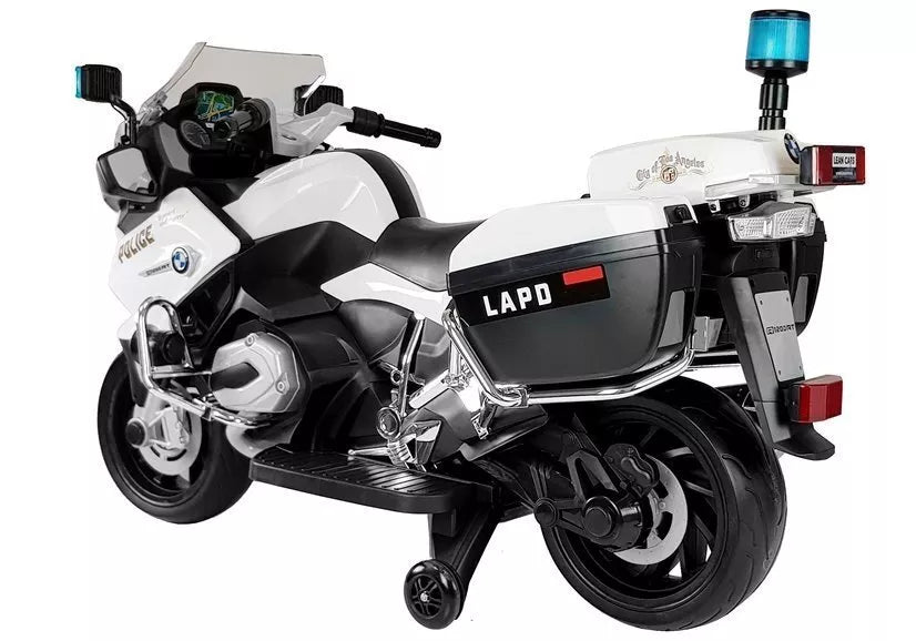 BMW baltas policijos motociklas – elektrinis vaikų motoroleris