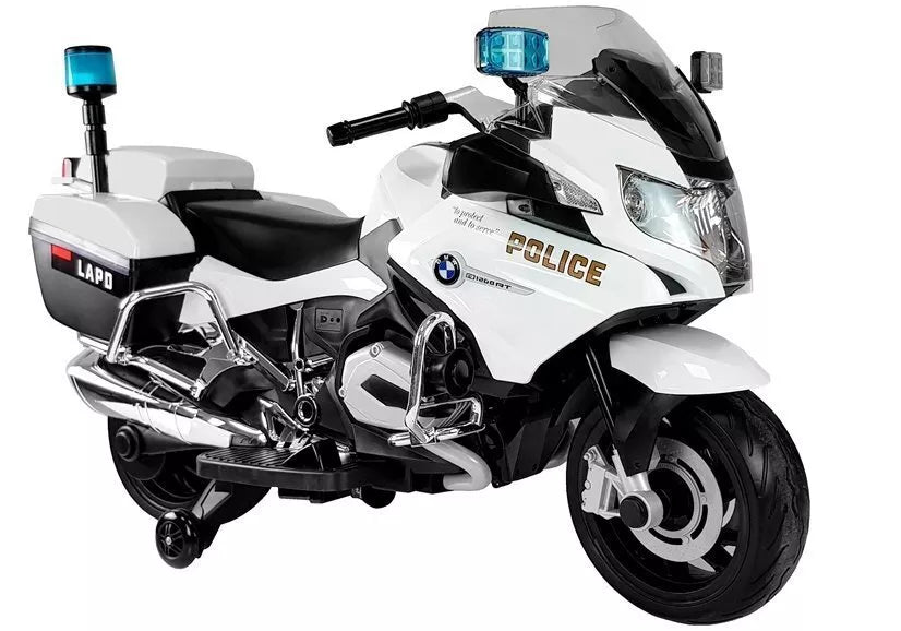 BMW baltas policijos motociklas – elektrinis vaikų motoroleris