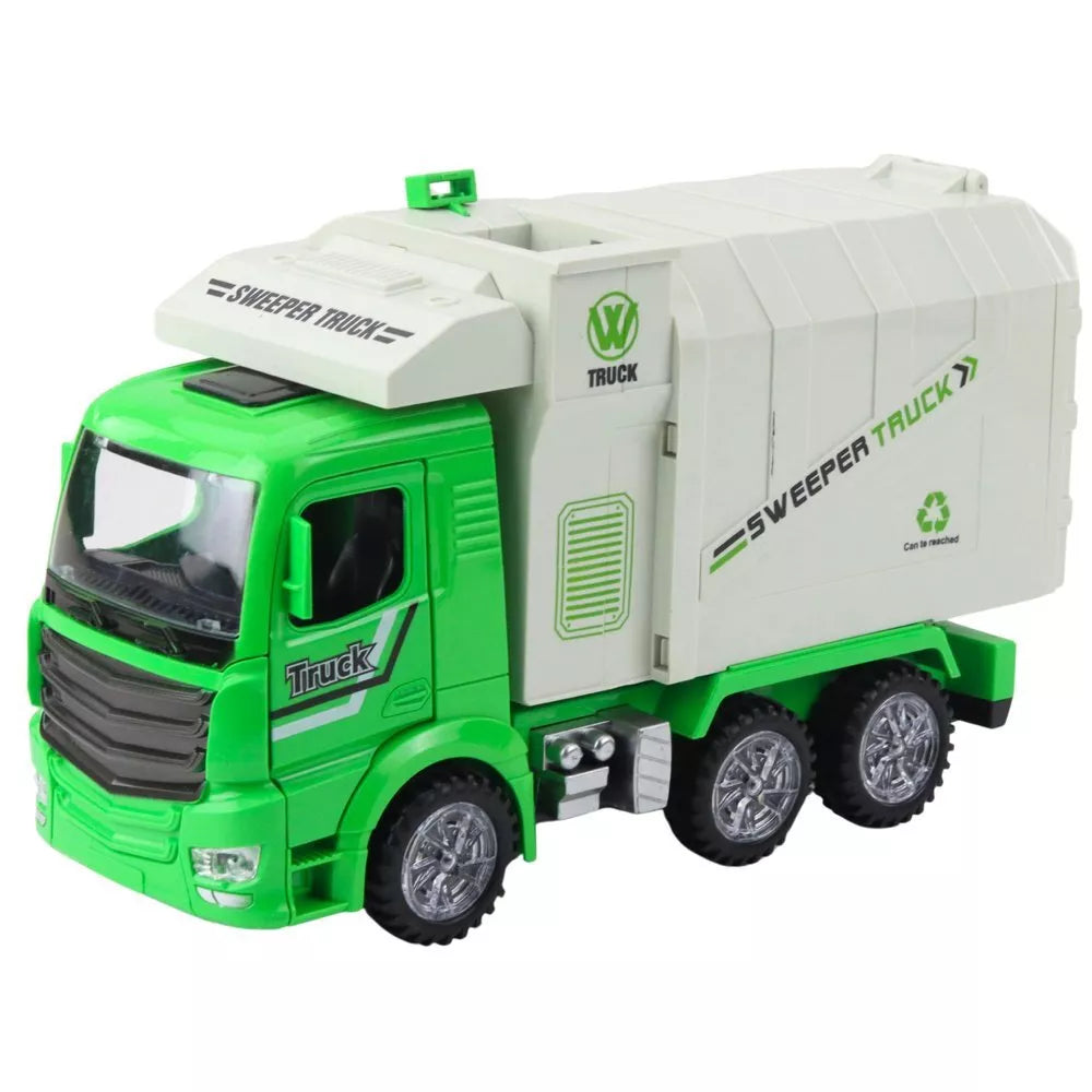Miesto šiukšliavežis su šviesomis, garsais ir „bump & go“ mechanizmu – žalias