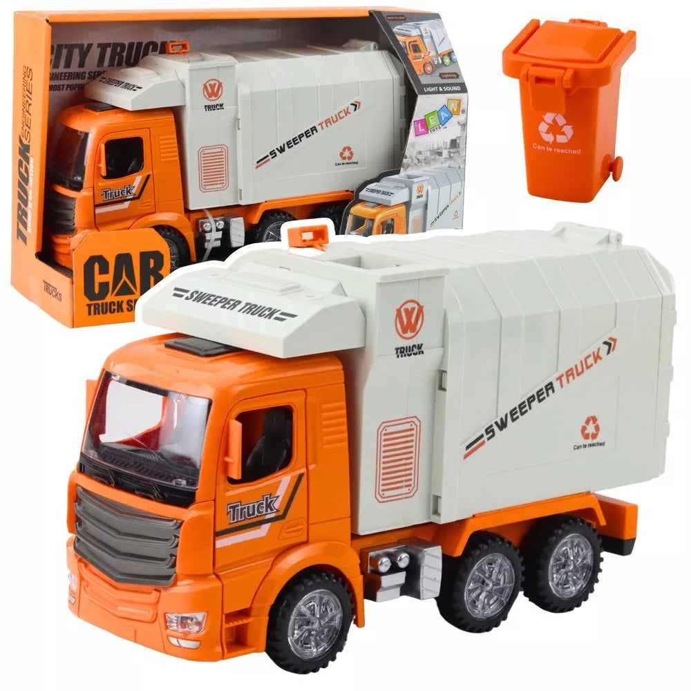 Miesto šiukšliavežis su šviesomis, garsais ir „bump & go“ mechanizmu
