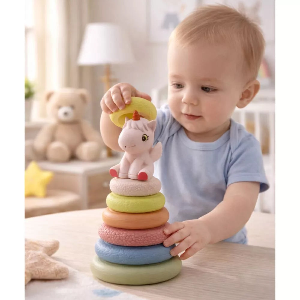 ECO minkštos gumos sensorinė piramidė „Vienaragis“