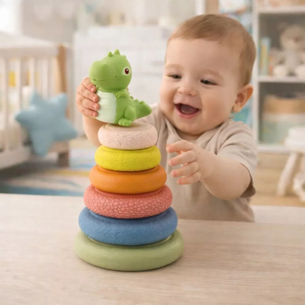 ECO sensorinė piramidė iš minkštos gumos – dinozauro tema