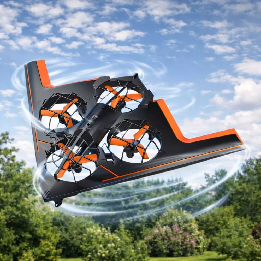Nuotolinio valdymo skraidantis keturpropeleris dronas su LED apšvietimu