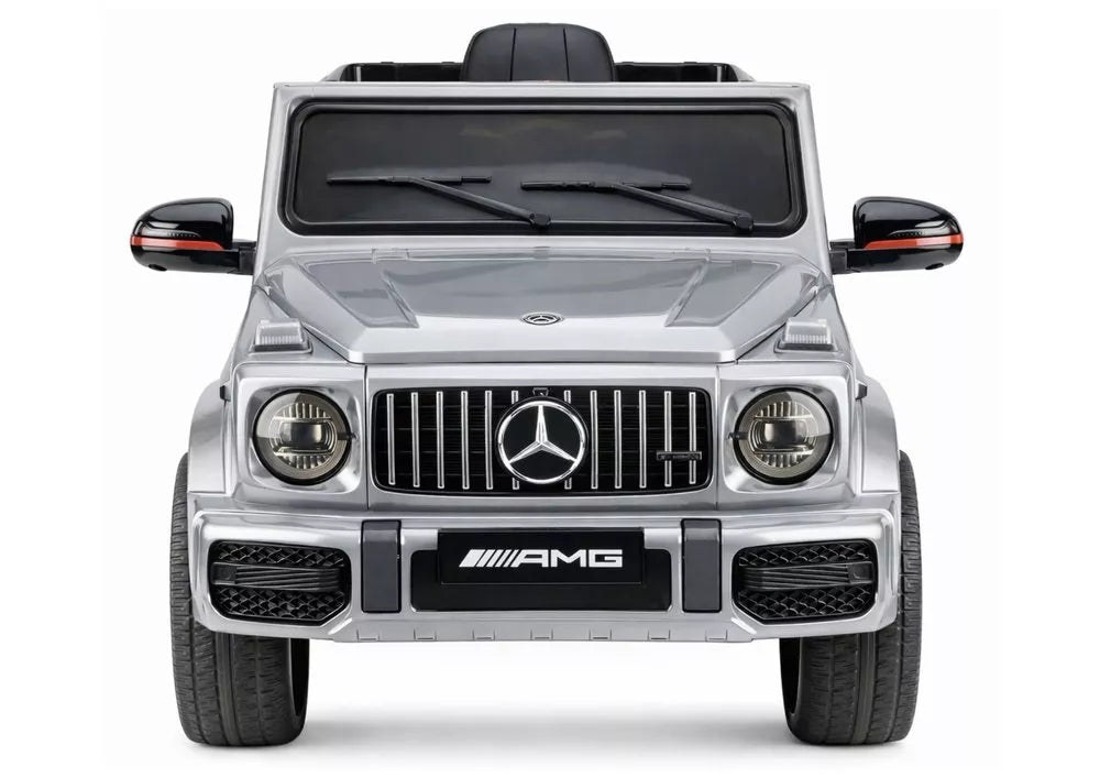 Mercedes AMG G 63 – elektrinis vaikiškas sidabrinis automobilis