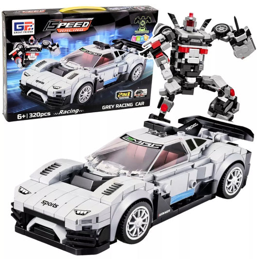 2in1 baltas sportinis automobilio ir roboto konstruktorius 320 vnt