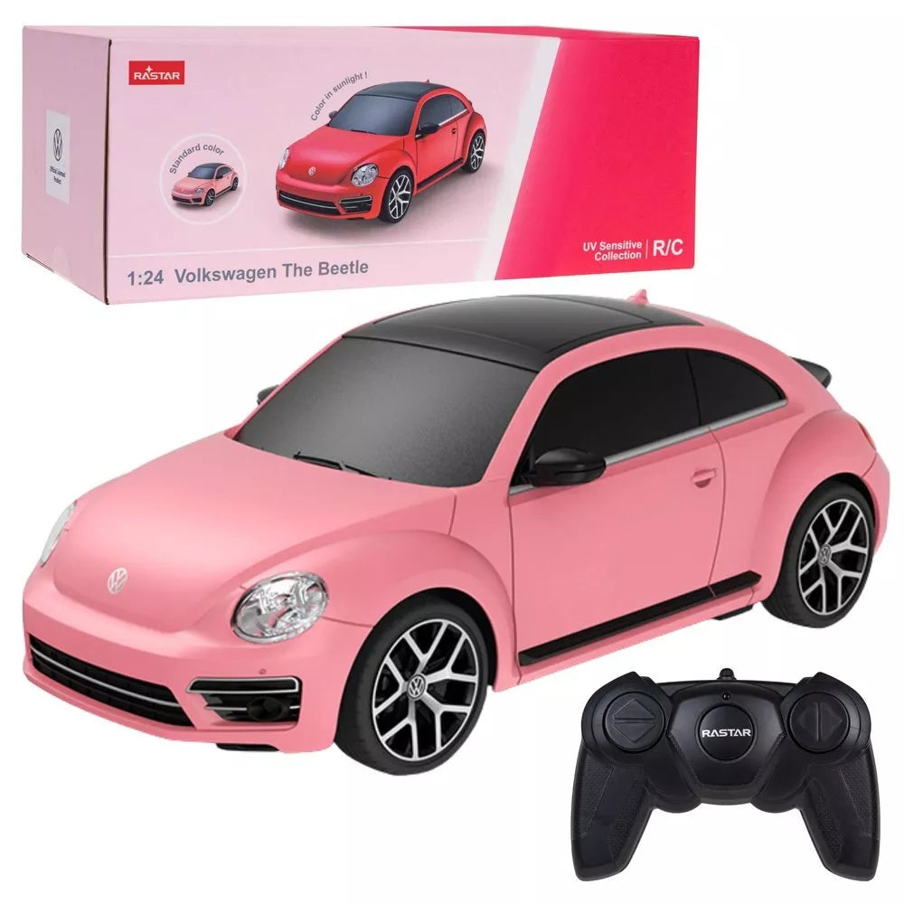 Volkswagen Beetle RASTAR 1:24 – Rožinis spalvą keičiantis RC automobilis
