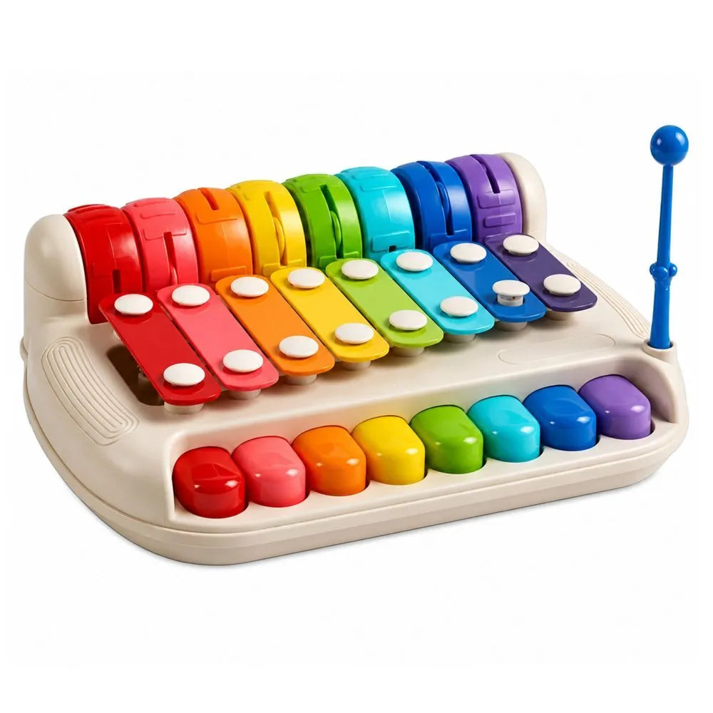2in1 edukacinis vaikų ksilofonas–pianinas su lazdele