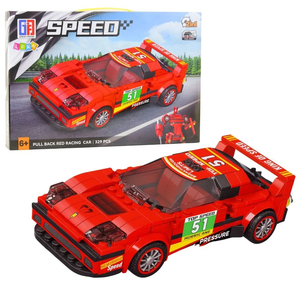 2‑in‑1 Speed konstravimo rinkinys – lenktyninis automobilis ir robotas, 329 dalys