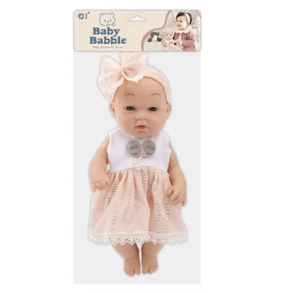 30 cm kūdikio lėlė rožine suknele