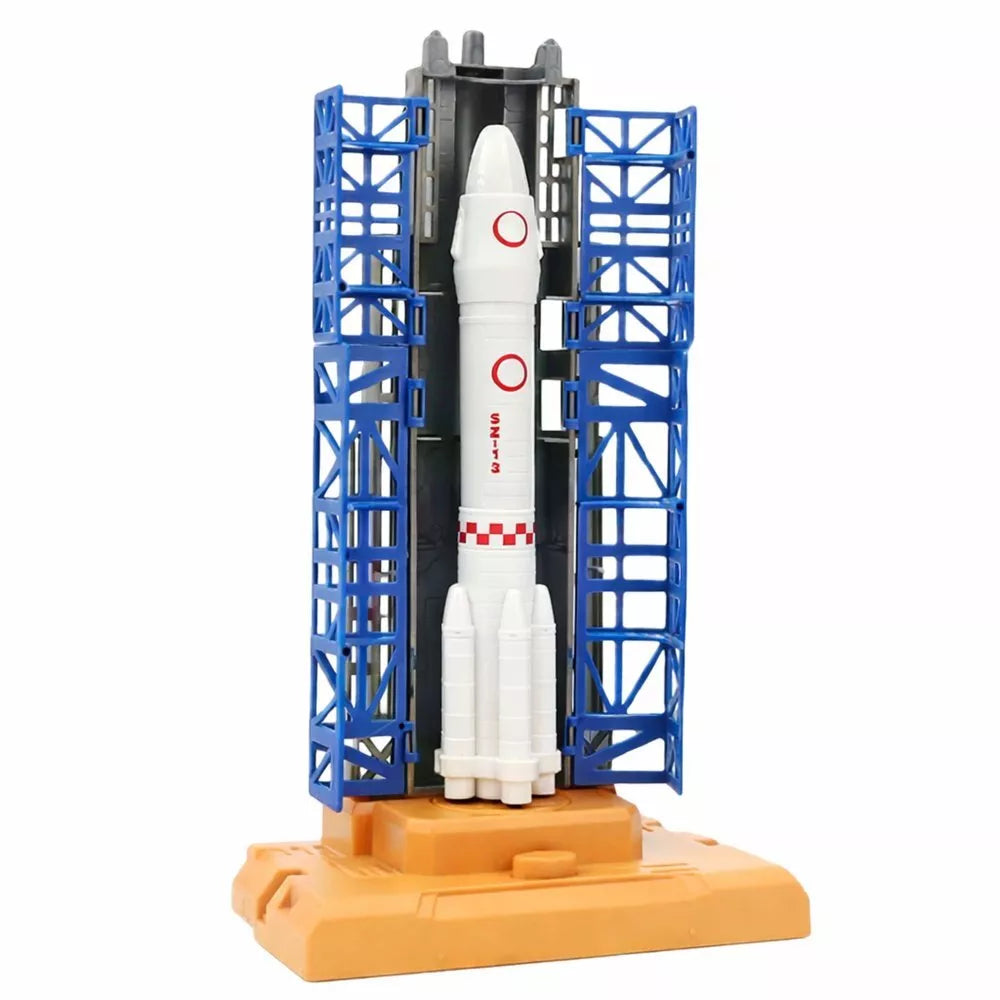 Kosmoso rinkinys: raketa, starto bokštas, šatlas, astronautai