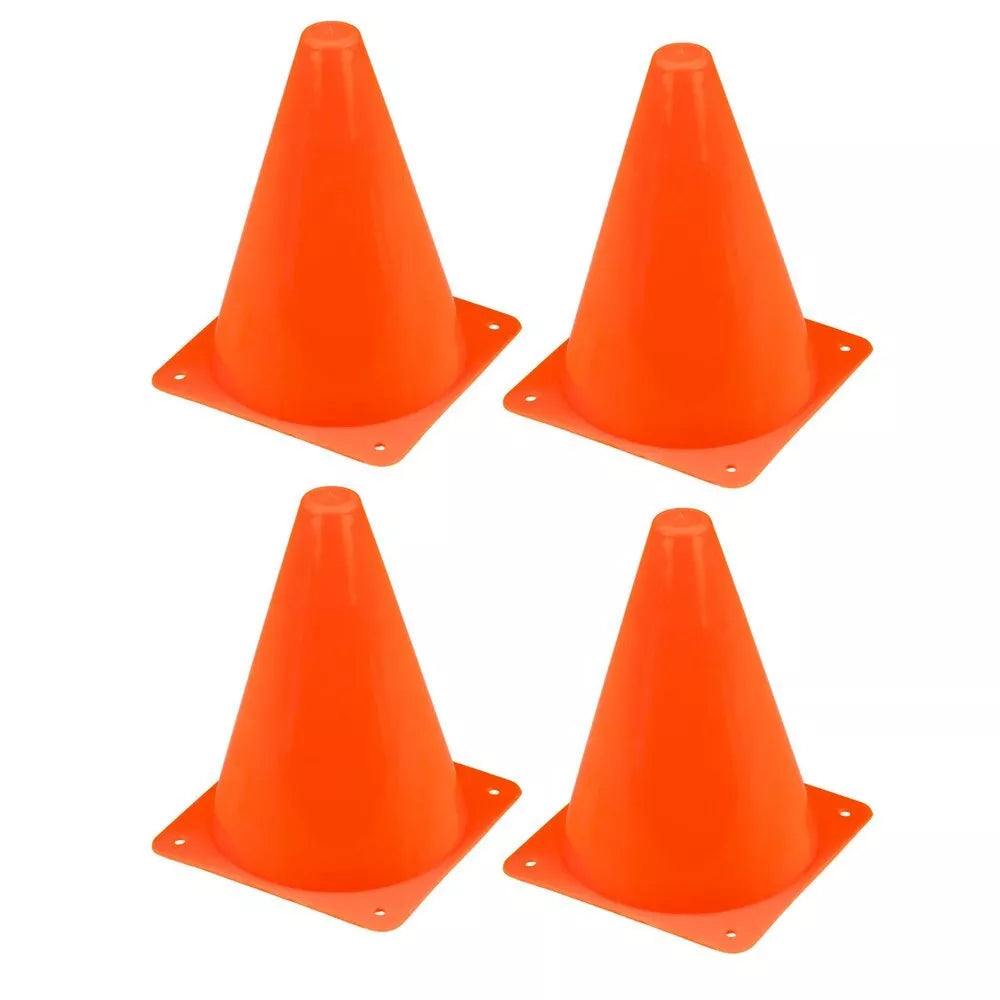 Rinkinys treniruotėms skirtų kūgelių su kamuoliu (mėlyni–oranžiniai), 8 vnt.