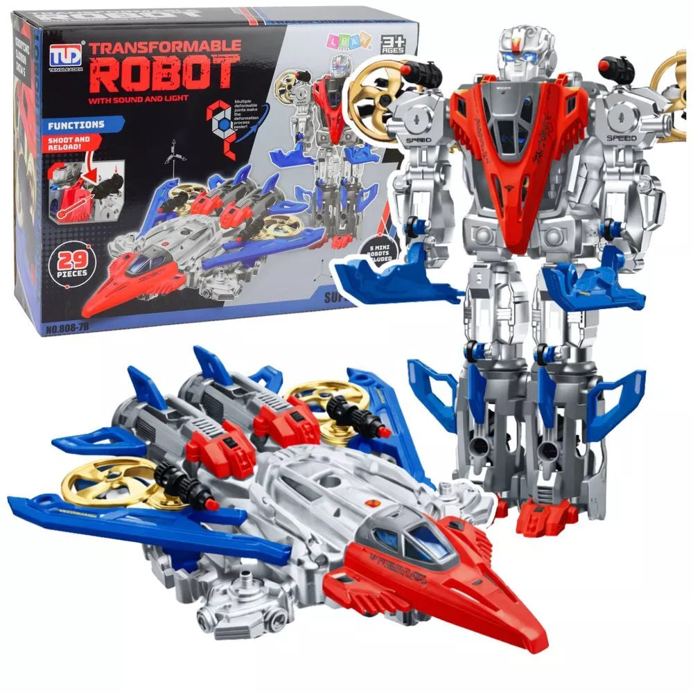 2in1 kovinis robotas „Fighter“ – šviesos, garsai, 29 dalys