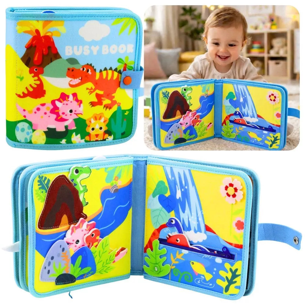 Sensorinė veltinio knygelė „Dinozaurai“
