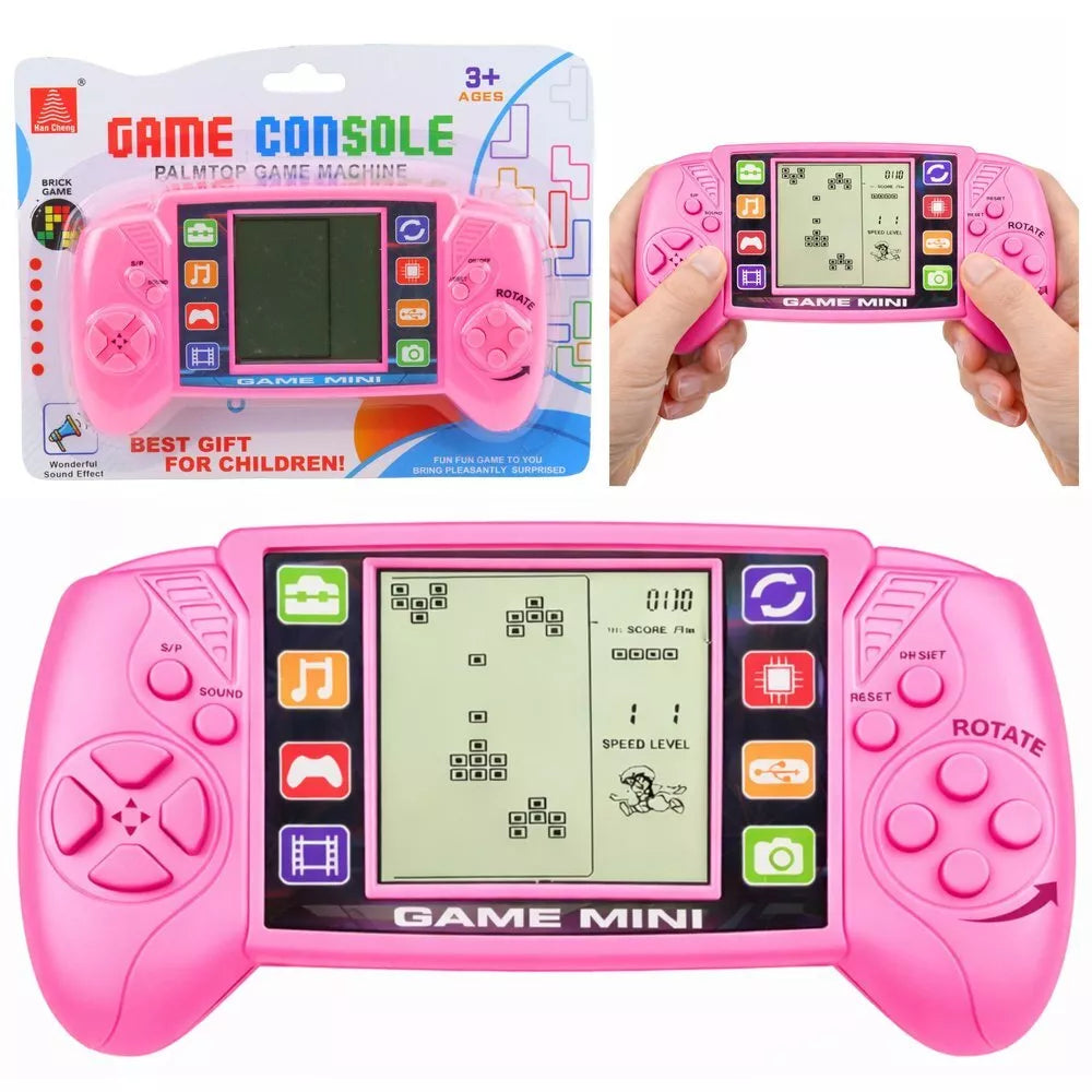 Elektroninis Tetris žaidimas – nešiojama LCD konsolė rožinė