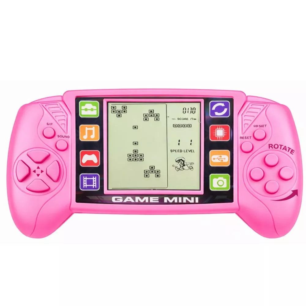 Elektroninis Tetris žaidimas – nešiojama LCD konsolė rožinė