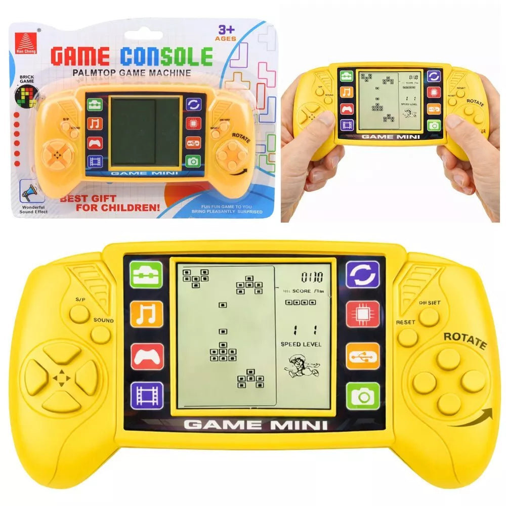 Elektroninis Tetris žaidimas – nešiojama LCD konsolė geltona