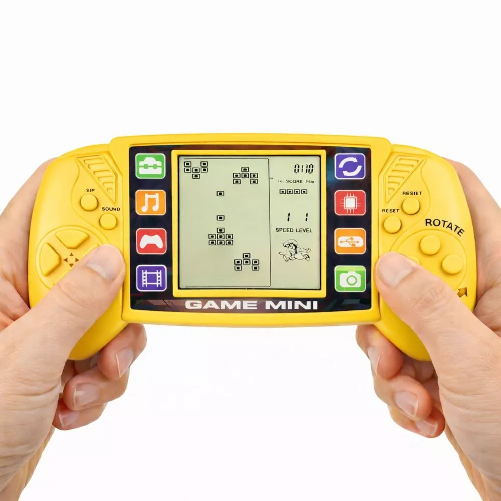 Elektroninis Tetris žaidimas – nešiojama LCD konsolė geltona