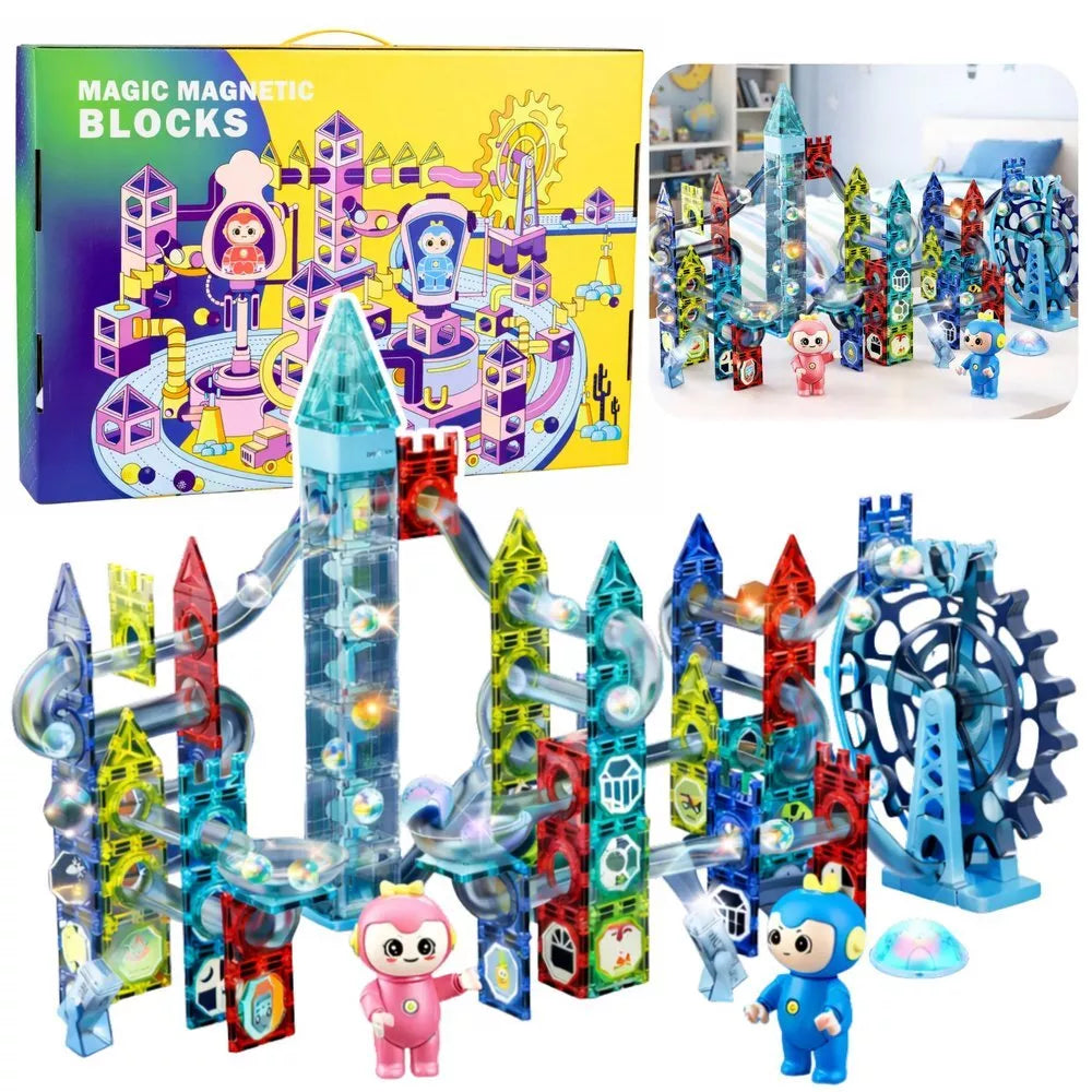 Magnetiniai konstruktoriai Magic Blocks – marmurinė trasa, 118 dalių