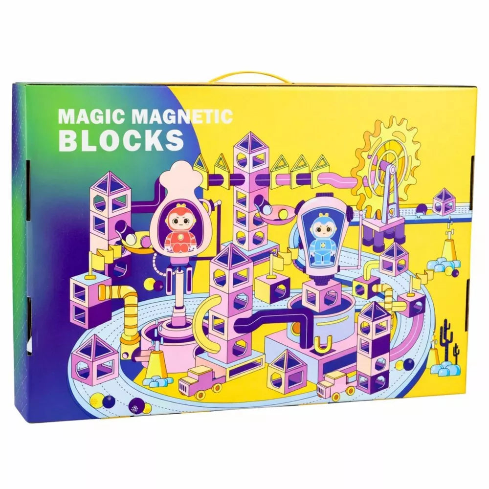 Magnetiniai konstruktoriai Magic Blocks – marmurinė trasa, 118 dalių
