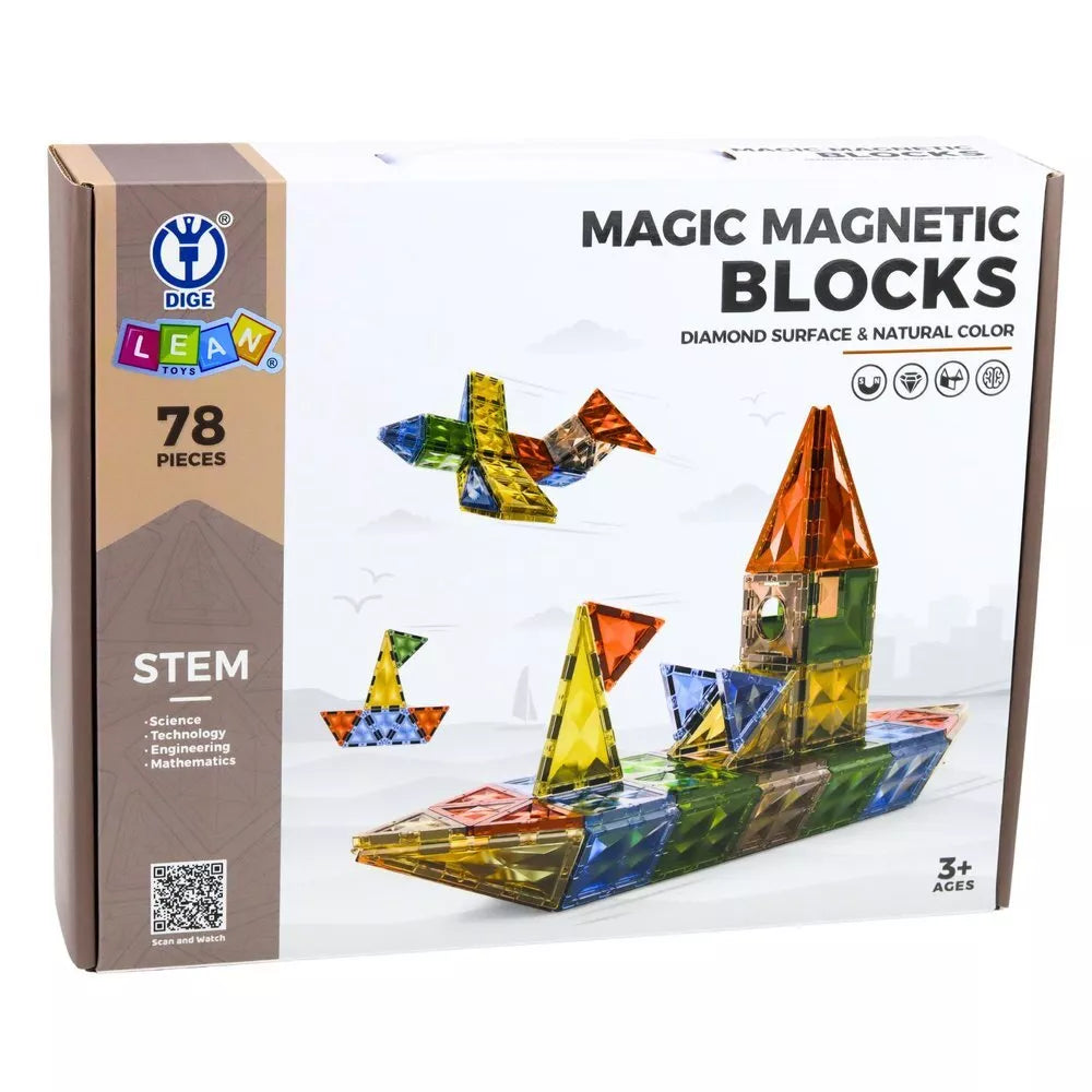 78 dalių magnetinis konstruktorius – figūros ir formos