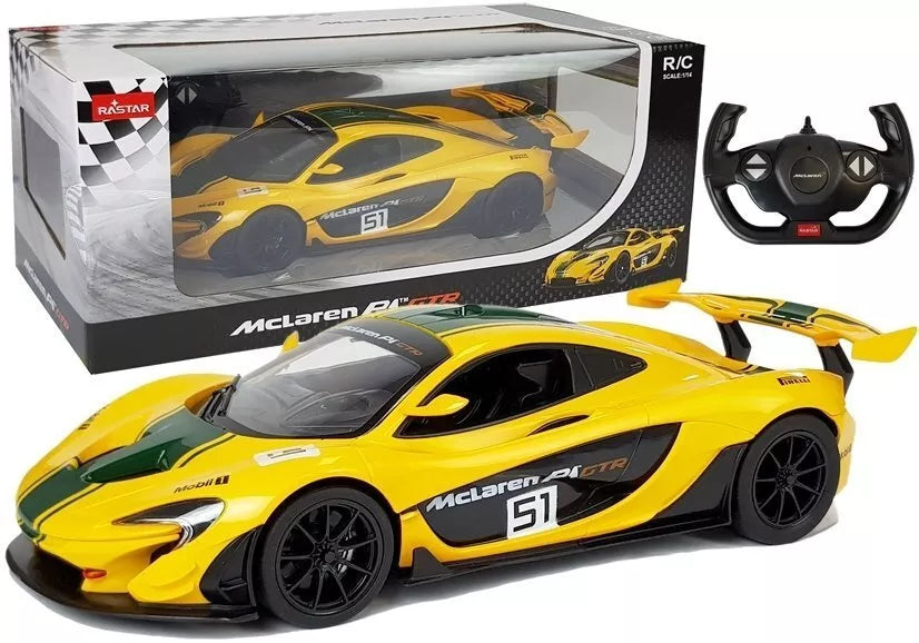 McLaren P1 GTR RASTAR 1:14 – geltonas nuotolinio valdymo automobilis (2.4G)