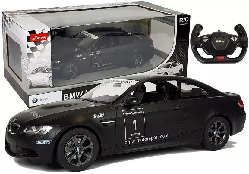 BMW M3 RASTAR 1:14 – juodas nuotolinio valdymo automobilis (2.4G)