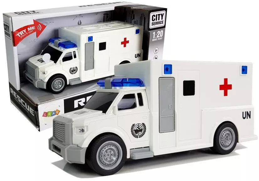 Interaktyvi greitosios pagalbos mašina Ambulance 1:20 su trinties pavara ir garsais