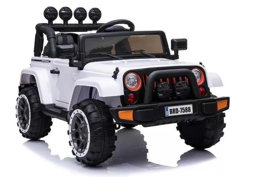 BRD‑7588 baltas elektrinis vaikiškas visureigis – 12V