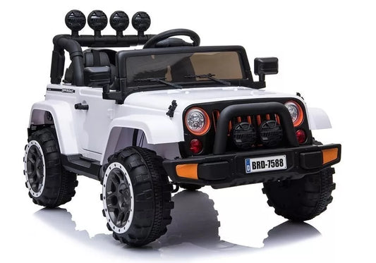 BRD‑7588 baltas elektrinis vaikiškas visureigis – 12V