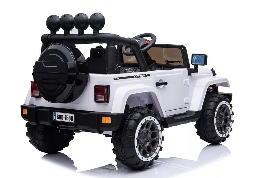 BRD‑7588 baltas elektrinis vaikiškas visureigis – 12V