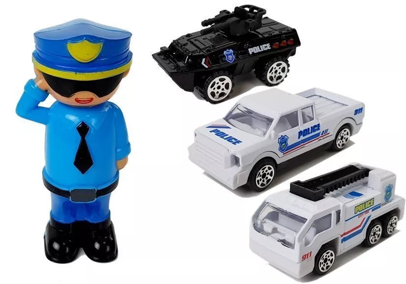 Policijos automobilis 2in1 su garažu, šviesomis ir garsais