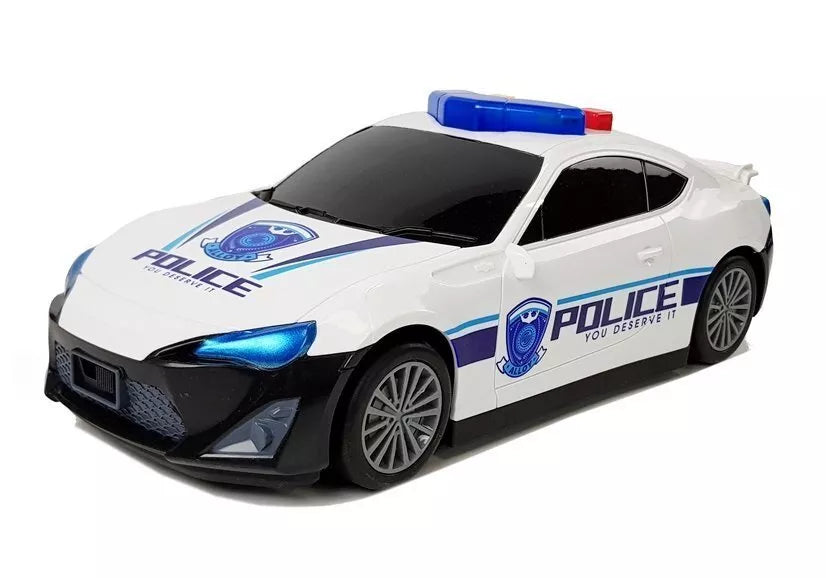 Policijos automobilis 2in1 su garažu, šviesomis ir garsais