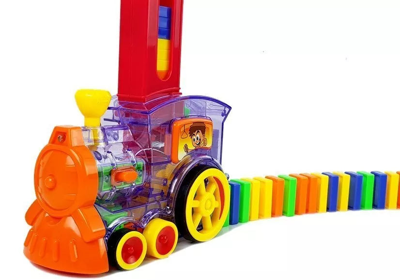 LED lokomotyvas, kuris pats stato domino trasą LED