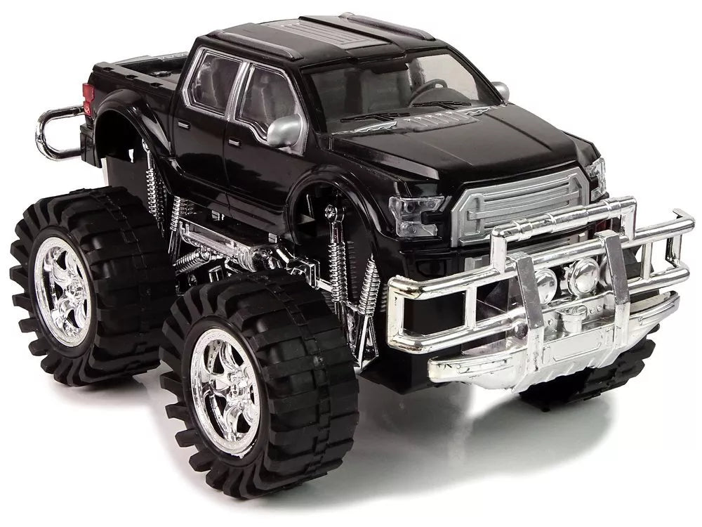 Transporto priemonių rinkinys: juodas Monster Truck, balta BMW ir priekaba (58 cm)