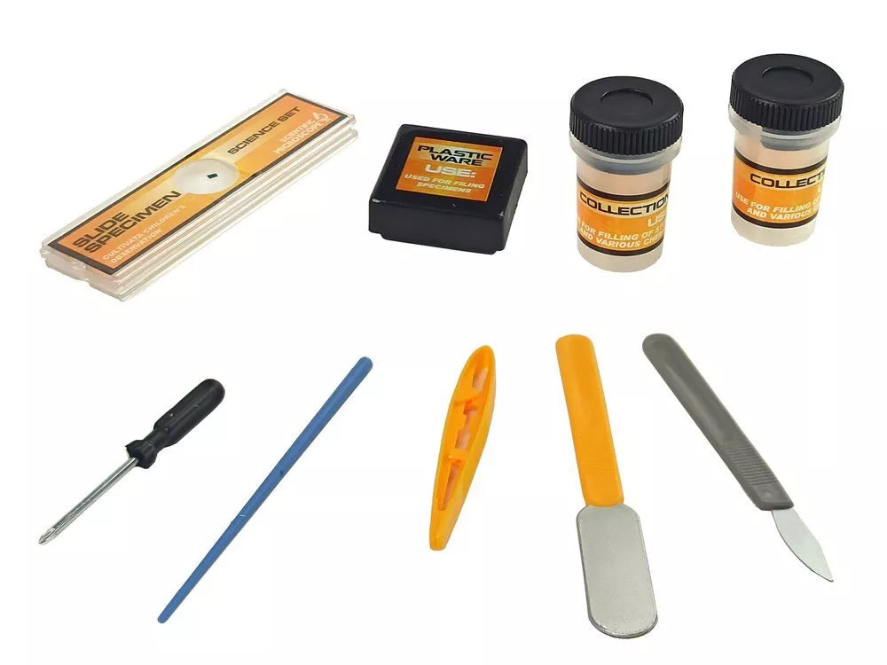 Mokslininko rinkinys – edukacinis mikroskopas 100× / 400× / 1200×, geltonas