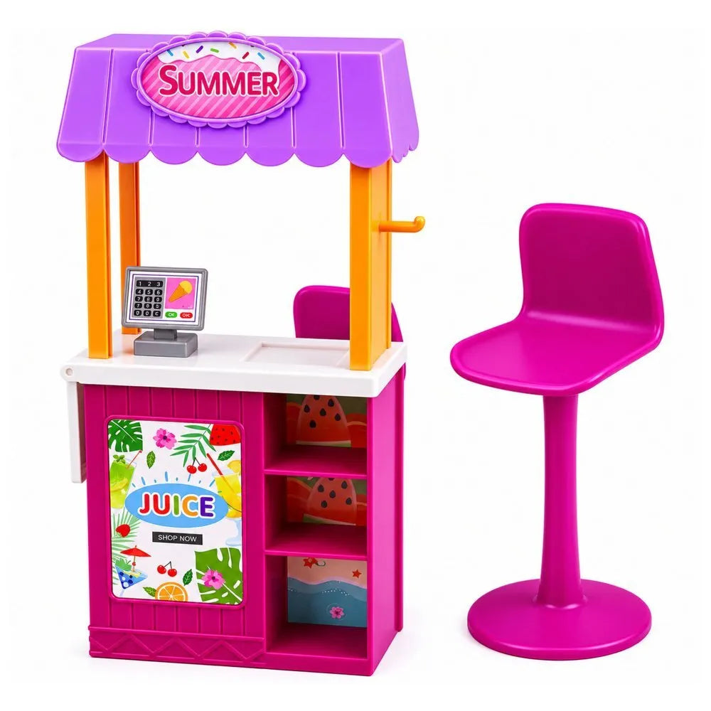 Anlily lėlė su gėrimų ir užkandžių kiosku
