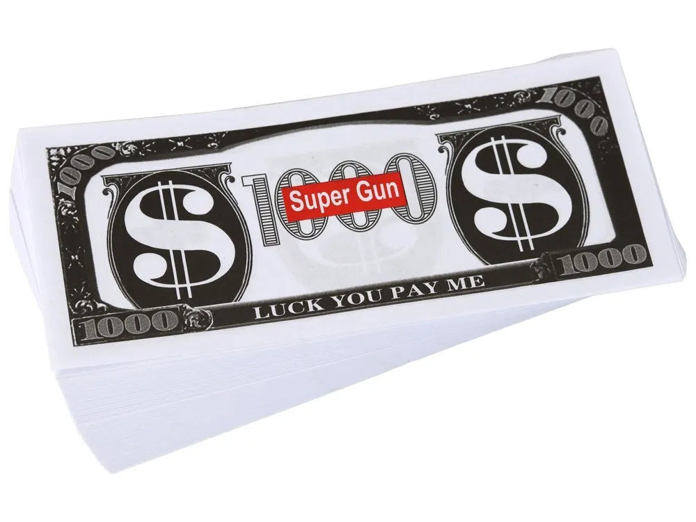 Auksinė Money Gun pinigų šaudyklė – su banknotais