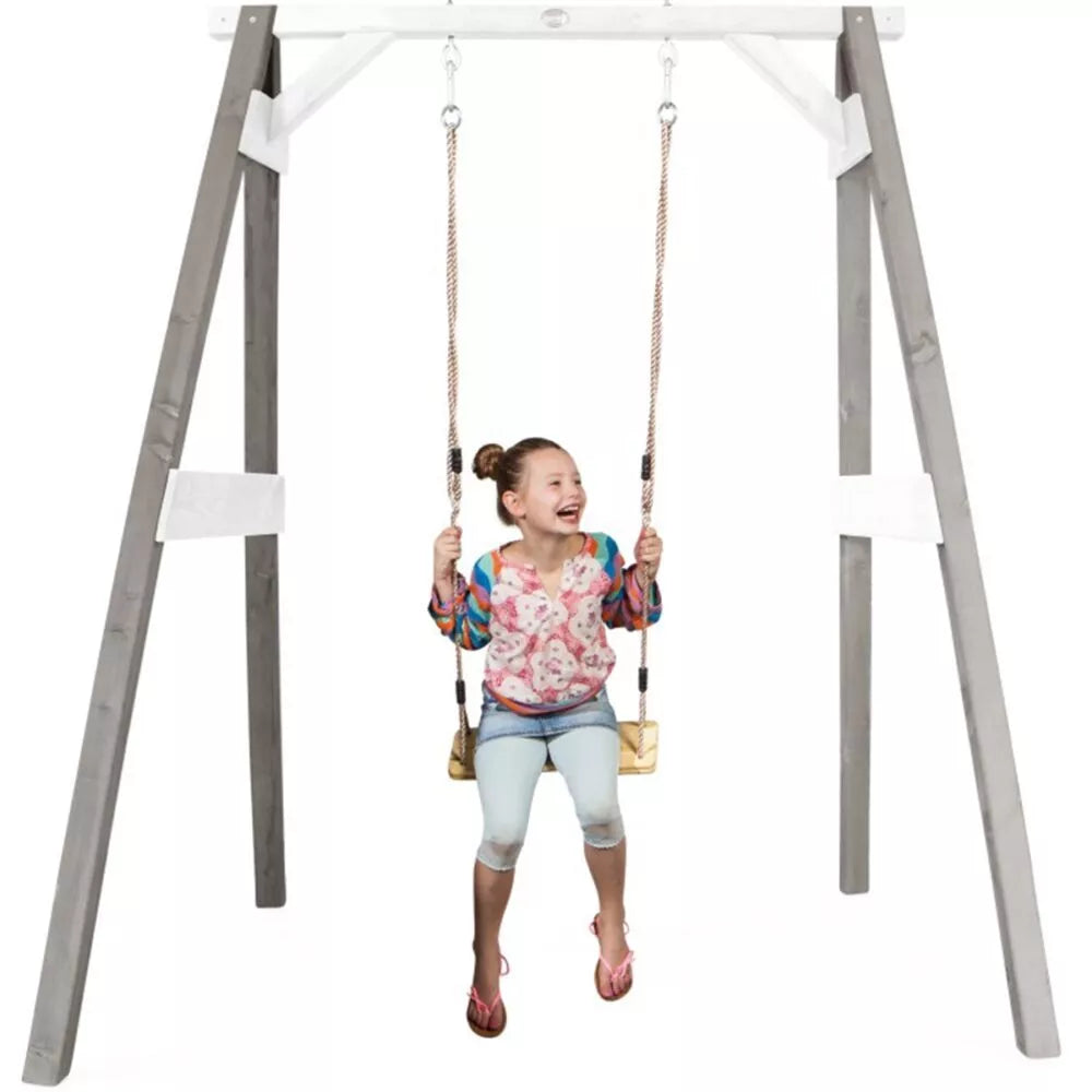 AXI medinės sūpynės su sėdyne, pilkos spalvos, žaidimų aikštelė