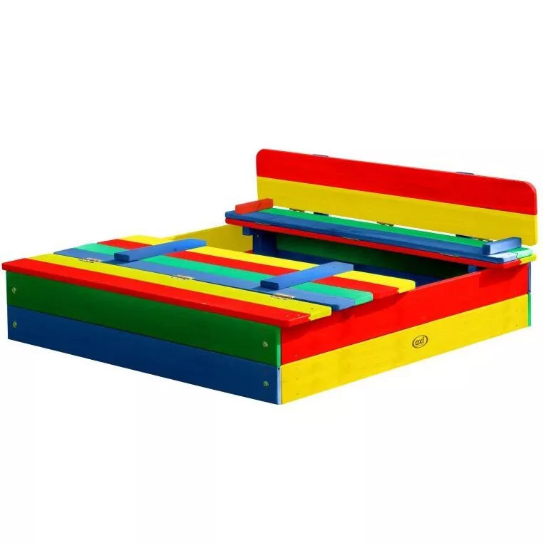 Spalvinga medinė smėlio dėžė su suolais