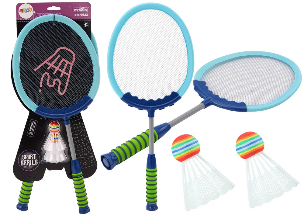 „Badminton Set Blue“ – 2 mėlynos badminton raketės su 2 kamuoliukais