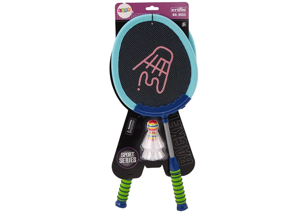 „Badminton Set Blue“ – 2 mėlynos badminton raketės su 2 kamuoliukais
