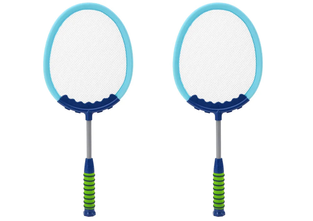 „Badminton Set Blue“ – 2 mėlynos badminton raketės su 2 kamuoliukais