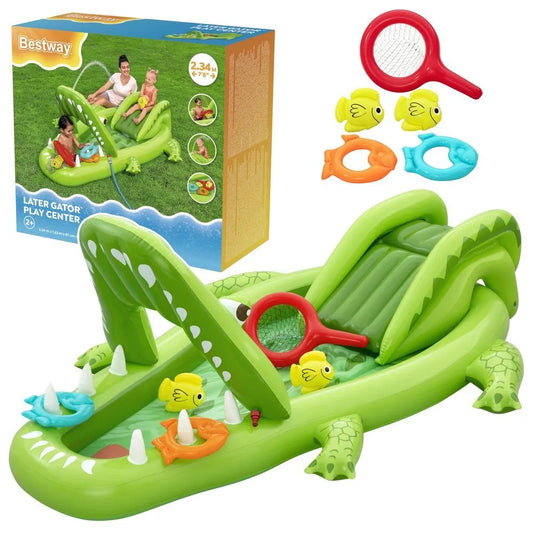 Bestway krokodilo tematikos vandens žaidimų centras su čiuožykla