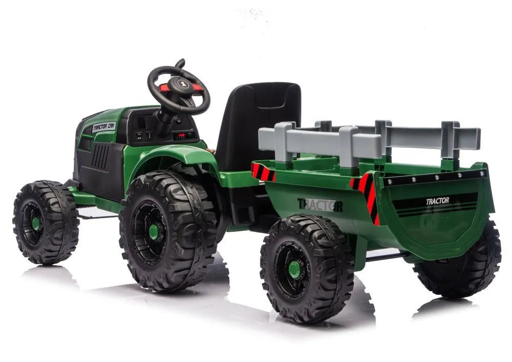 CH9959B elektromobilis–traktorius su priekaba, tamsiai žalias, 24V